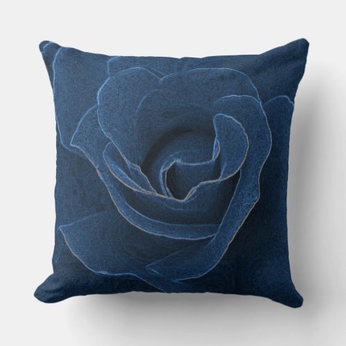 Velvet blue rose throw pillow