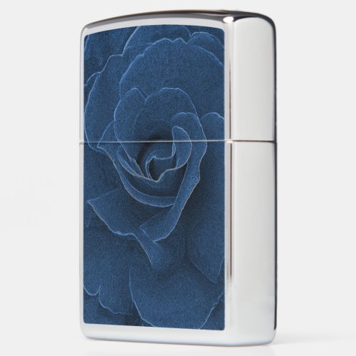 Velvet blue rose zippo lighter