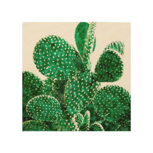 Velvet Cactus  Watercolor Botanical Plants Wood Wall Art