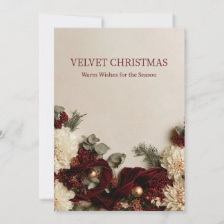 Velvet Christmas Burgundy Dahlia Holiday Card