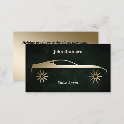 Velvet Emerald Green  Gold Auto Business Card