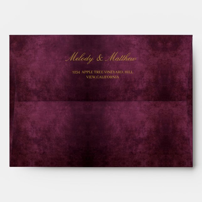 Velvet Faux Texture Print Wedding Envelope (Back (Top Flap))