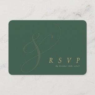 Velvet Forest Emerald Gold Wedding RSVP Card