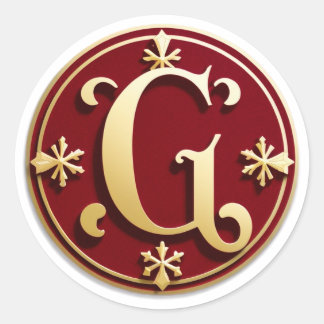 Velvet G Christmas Monogram Classic Round Sticker