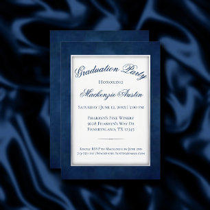 Velvet Grad Navy Blue Modern Watercolor Party Invitation