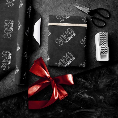 Velvet Grad  Onyx Black Jewel Tone Grunge Year Wrapping Paper