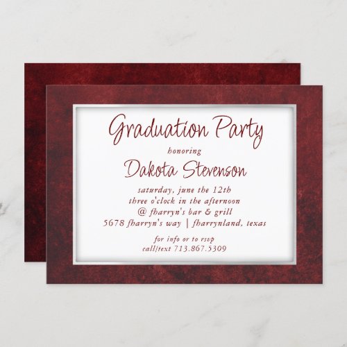 Velvet Grad  Ruby Crimson Red Classic Watercolor Invitation