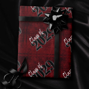 Velvet Grad   Ruby Red Crimson Grunge Graduation  Wrapping Paper