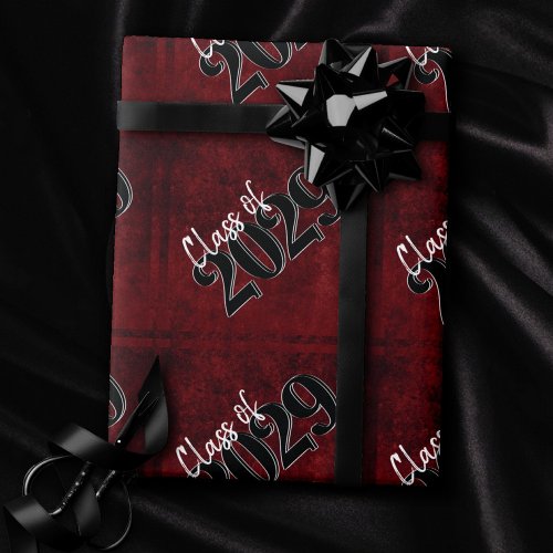 Velvet Grad  Ruby Red Crimson Grunge Graduation  Wrapping Paper