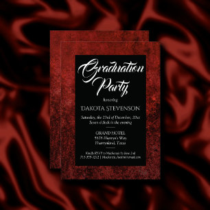 Velvet Grad   Ruby Red Jewel Tone Graduation Party Invitation