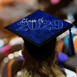 Velvet Grad Sapphire Blue Dark Jewel Tone Grunge Graduation Cap Topper