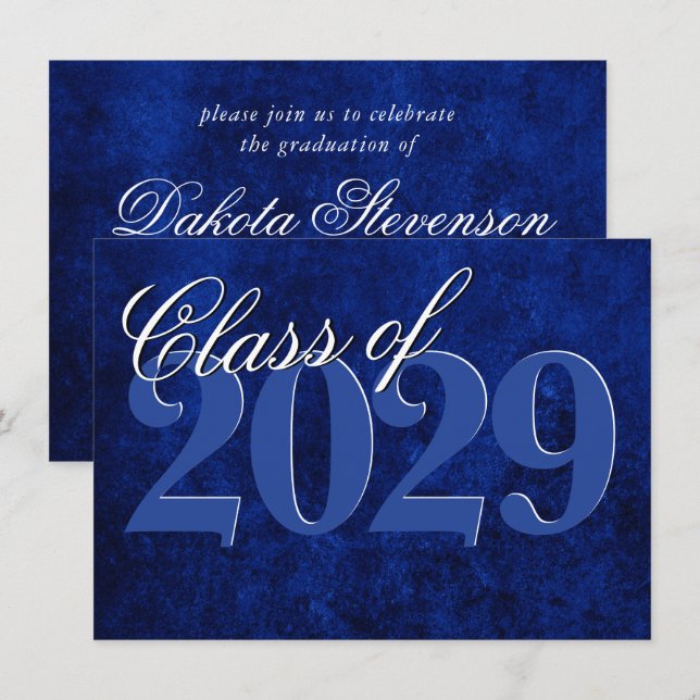 Velvet Grad | Sapphire Blue Dark Jewel Tone Grunge Invitation (Front/Back)