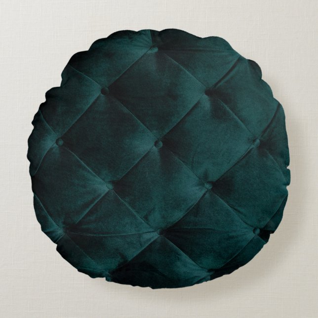 Velvet Green: Malachite Textile Elegance Round Pillow (Front)