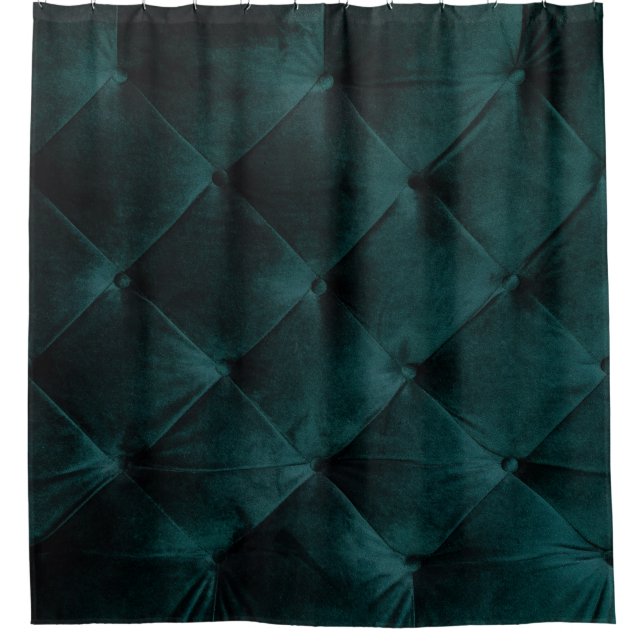 Velvet Green: Malachite Textile Elegance Shower Curtain (Front)