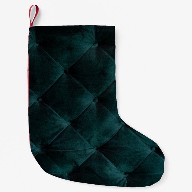 Velvet Green: Malachite Textile Elegance Small Christmas Stocking (Front)
