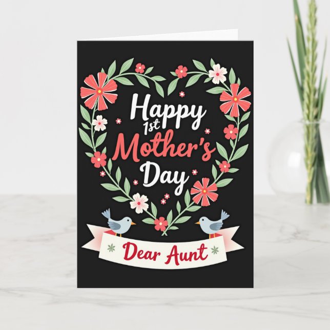 Velvet Heart Wreath Mothers Day Card (Front)