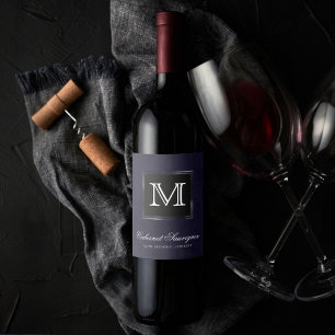 Velvet Indigo Grunge   Deep Midnight Purple Custom Wine Label
