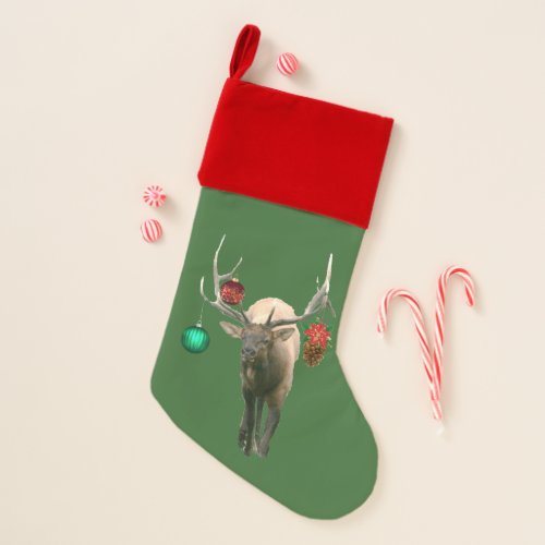 Velvet Lined  Christmas Stocking w elk