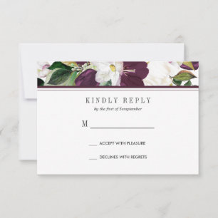 Velvet Magnolia Floral Wedding  RSVP MEAL option Card