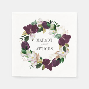 Velvet Magnolias Personalized Wedding Napkin