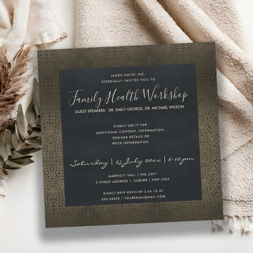 VELVET NAVY FAUX COPPER MOSAIC DOTS WORKSHOP EVENT INVITATION