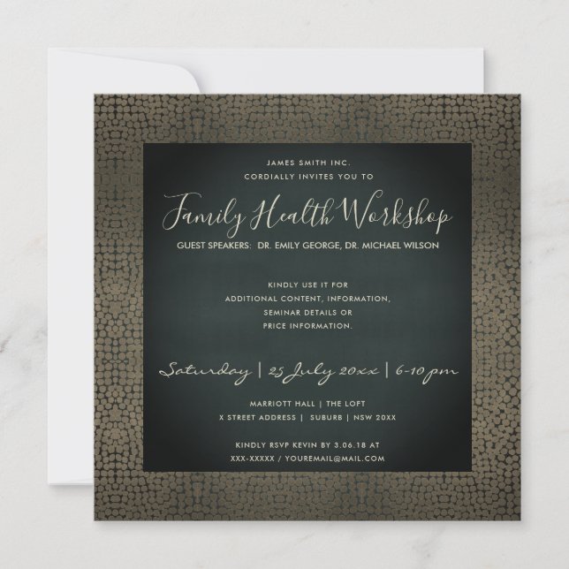 VELVET NAVY FAUX COPPER MOSAIC DOTS WORKSHOP EVENT INVITATION (Front)