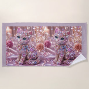 Velvet Night Cat Aesthetic Print Beach Towel