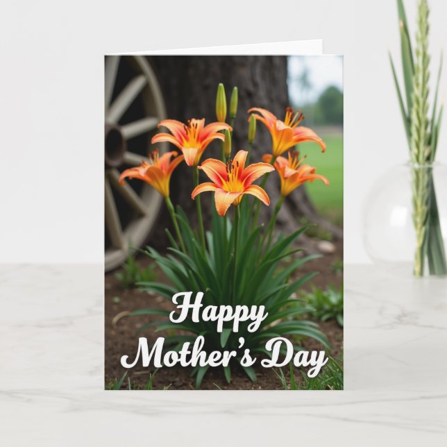 Velvet Orange Bloom Mothers Day Card (Front)