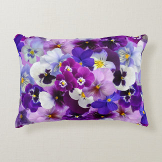 Velvet Pansy Purple Garden Floral Pattern Accent Pillow