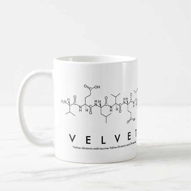 Velvet peptide name mug (Left)