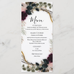 Velvet Plum Garden Floral Greenery Wedding Menu