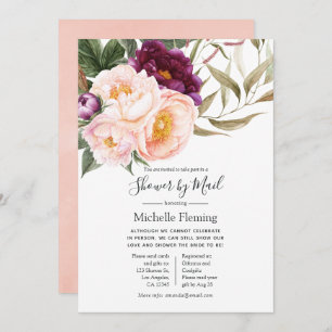 Velvet Plum & Peach Baby or Bridal Shower by Mail Invitation