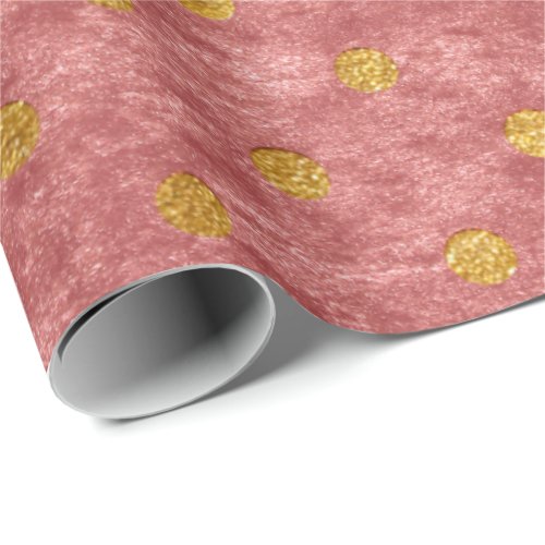 Velvet Polka Tiny Dots Peach Gold Brick Pastel Wrapping Paper