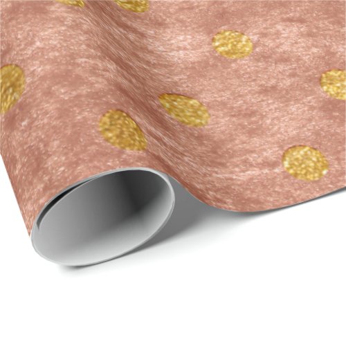 Velvet Polka Tiny Dots Peach Gold Orange Pastel Wrapping Paper