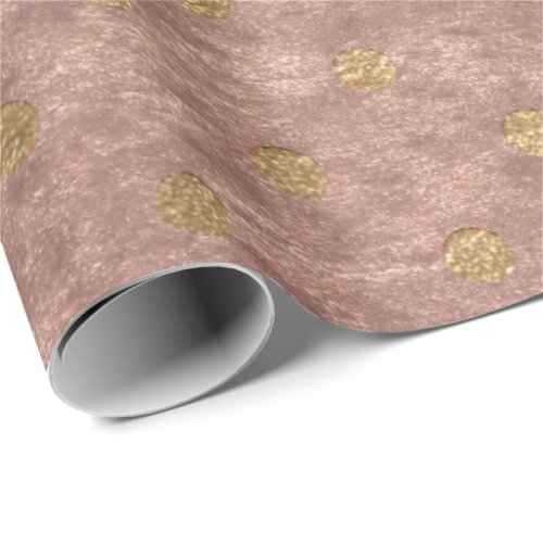 Velvet Polka Tiny Golden Dots Blush Pastel Pink Wrapping Paper