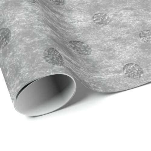 Velvet Polka Tiny Silver Dots Graphite  Gray Wrapping Paper
