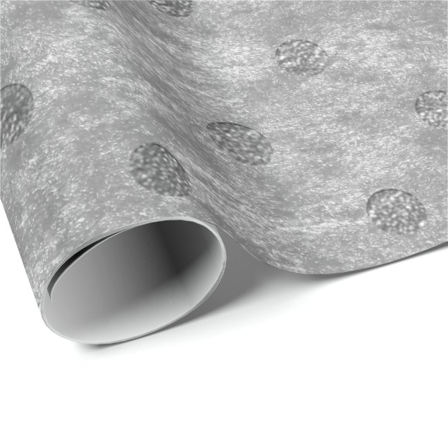 Velvet Polka Tiny Silver Dots Graphite  Gray Wrapping Paper (Roll Corner)