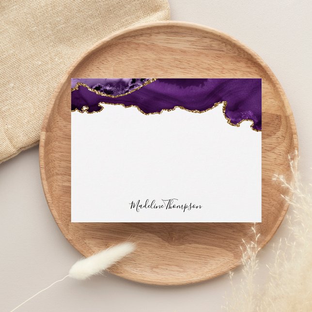 Velvet Purple Agate Geode Script Typography Note Card (Creator Uploaded)