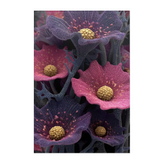 Velvet Purple & Magenta Poppy-Style Flowers – Text Acrylic Print