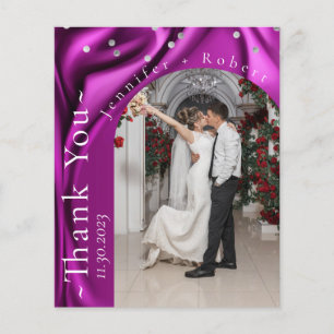 Velvet Purple Photo Budget Wedding Thank you card  Flyer