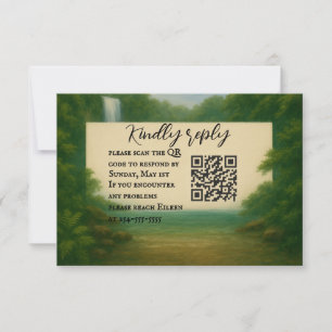 Velvet Rapids QR Code Wedding RSVP Card
