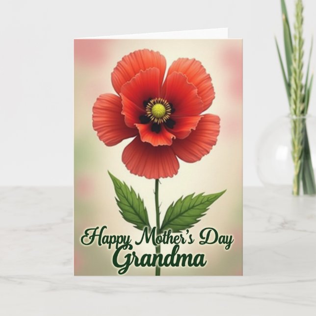 Velvet Red Floral Mothers Day Card (Front)