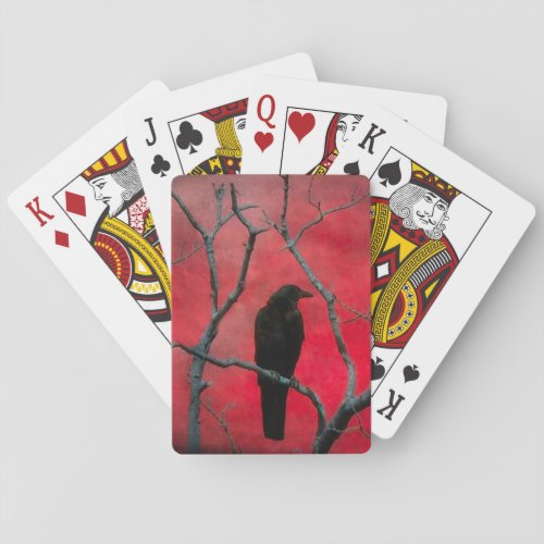 Velvet Red Night Crow Playing Cards