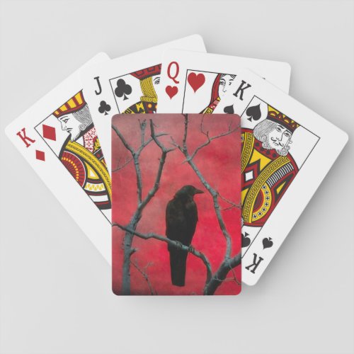 Velvet Red Night Crow Poker Cards