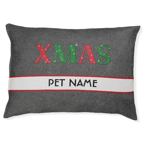 Velvet Rhinestones Christmas Bling Red Green Name Pet Bed