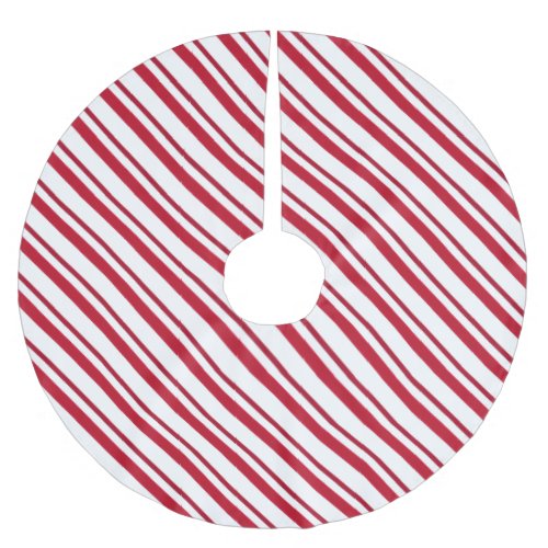 Velvet ribbon stripes deep red and white brushed polyester tree skirt