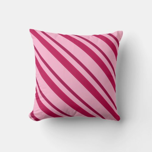 Velvet ribbon stripes fuchsia and pale pink throw pillow