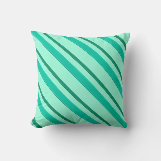 Velvet ribbons, turquoise and aqua throw pillow (Front)