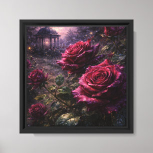Velvet Rose Garden Twilight Oil Painting Canvas Print