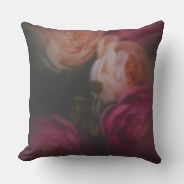 Velvet Rose Nocturne Throw Pillow (Front)